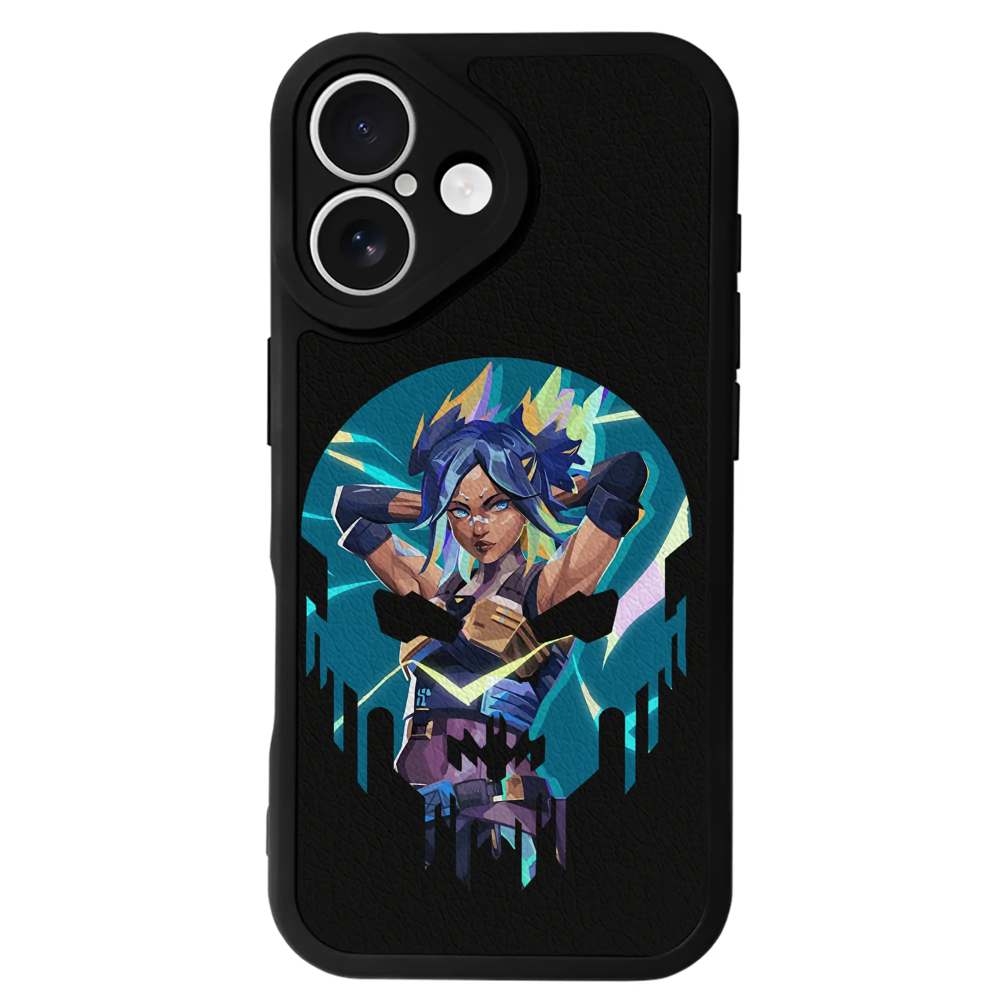 VALORANT グッズ,ネオン - IPhone 16シリーズ対応 ・ シリコンスマホケース ・ レザー調 ・ 高精度フィット ・ 耐衝撃 ・ ワイヤレス充電対応 ・ 精密カット